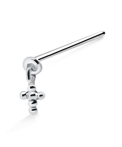 Ball Cross Shaped Silver Straight Nose Stud NSKA-550